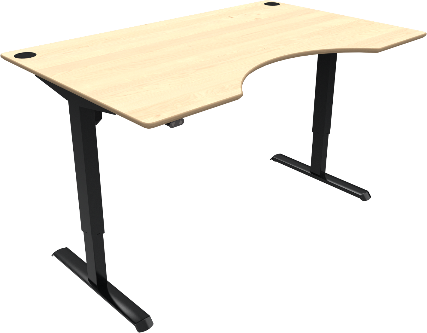 -bens Hæve- Sænkebord Skrivebord Zennord Adaptdesk Med Centerudskæring Ahorn Sort 160x100   Justerbar 68-118