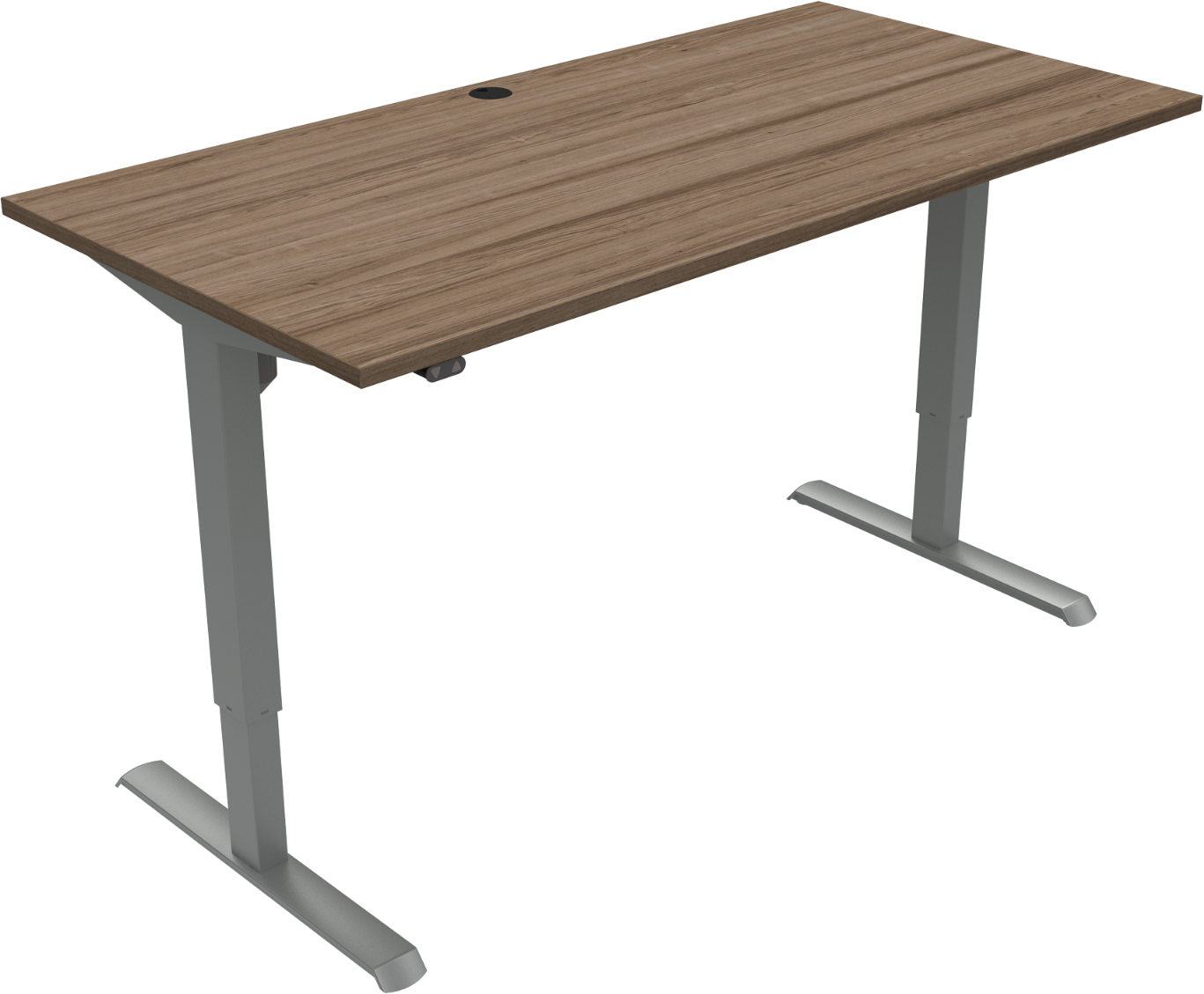 -bens Hæve- Sænkebord Zennord Adaptdesk Højdejusterbart 160x80   Mørk Valnød Melamin Sølv Ben