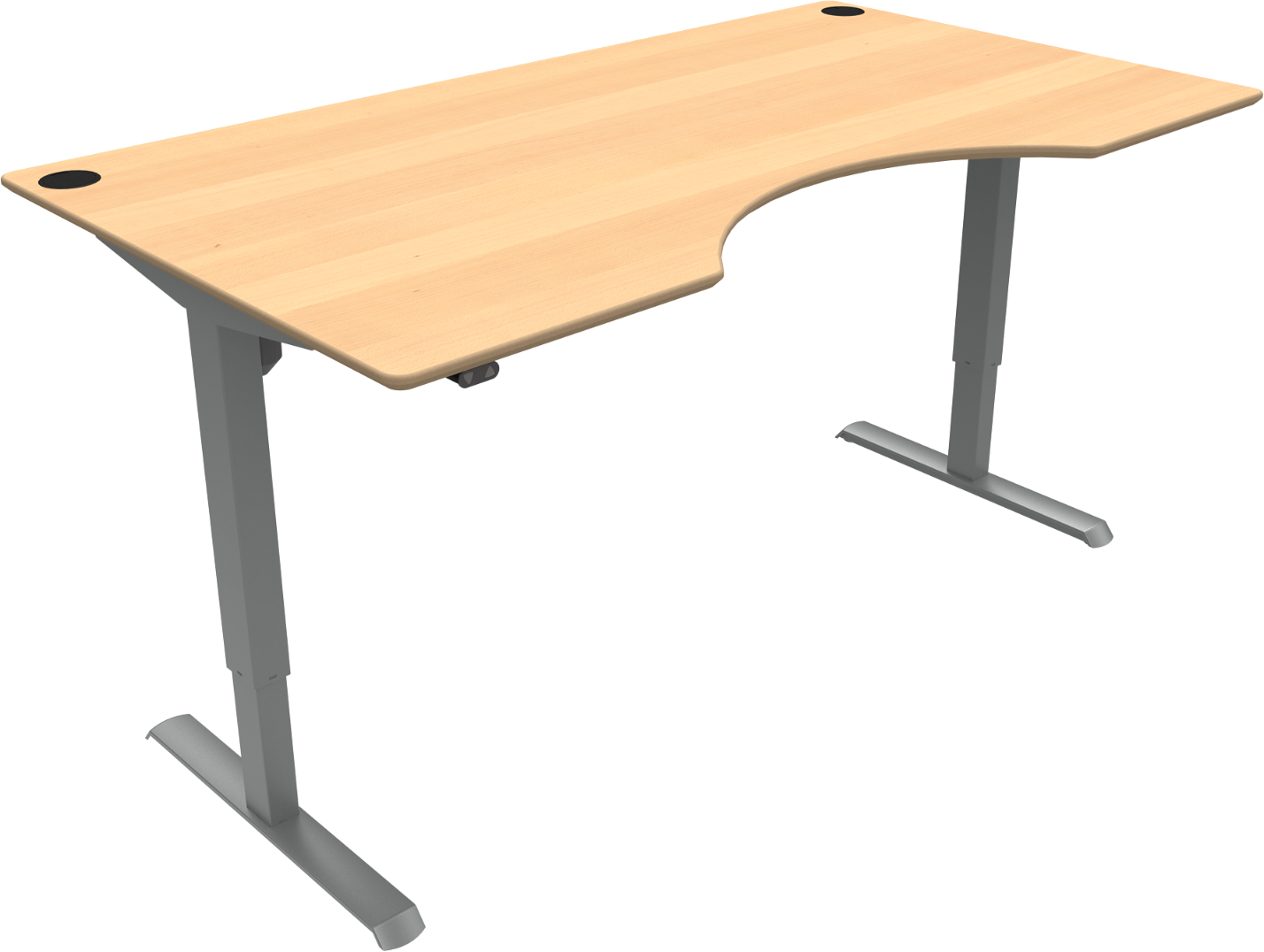 Ergonomisk Hæve-sænkebord fra Zennord – Naturbøg/Sølv