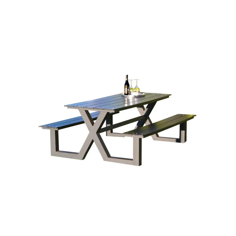 Bord- og Bænksæt Hortus X-model - Sort Plywood, Antracit Stel
