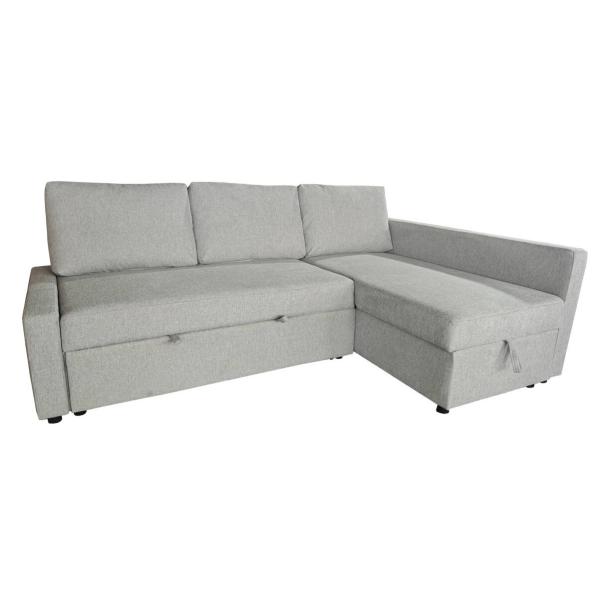 Homeville Calgary Højrevendt Stof Lysegrå 227x155x92cm