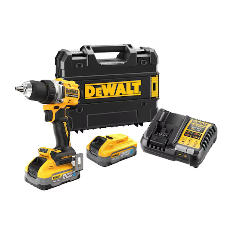 Dewalt 18v   Kulløs Boremaskine Inkl        0ah Powerstack Batterier Tstak   Dcd800h2t-