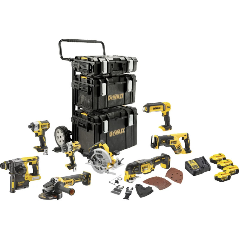 Dewalt 18v   Kulløs Kombisæt Med   Dele      5ah Batterier   Toughsystem   Dck853p4-