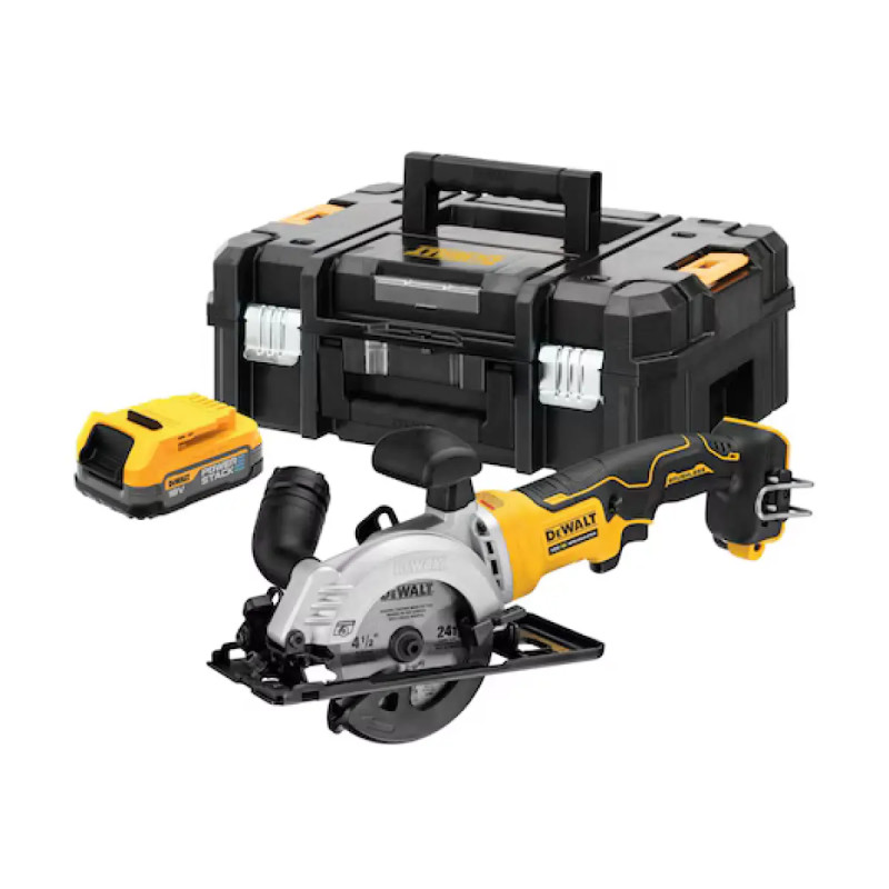 Dewalt 18v   Kulløs 115   Kompakt Rundsav Inkl  Powerstack Batteri   Dcs571e1t-