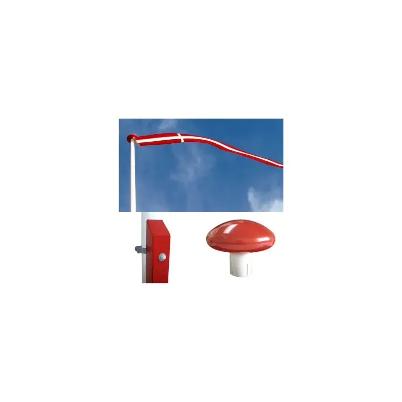 Glasfiberflagstang    Rødmalet Egestøtte   Beslag   Meter