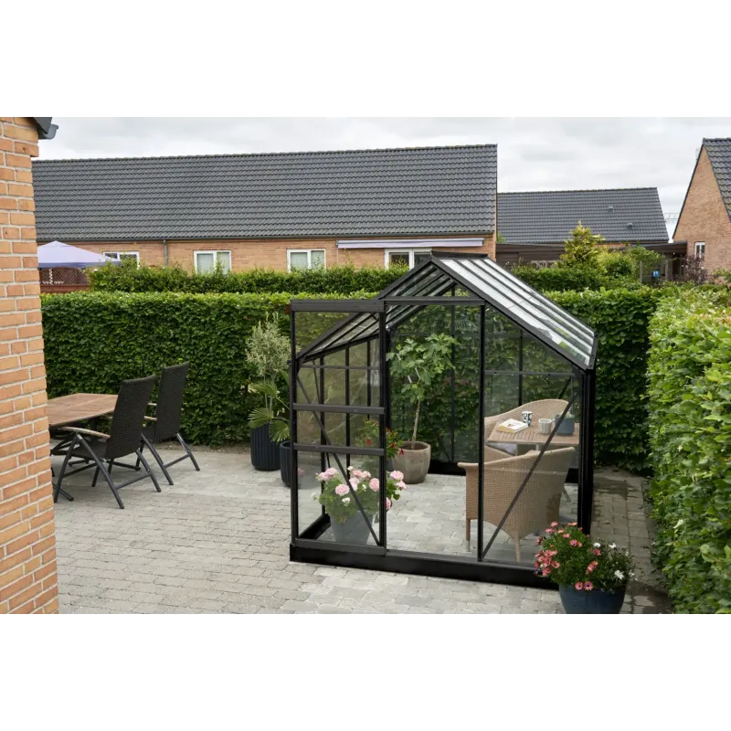 Halls Drivhus Popular 86 Sort       Glas F09708