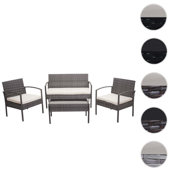 Polyrattan Loungesæt Lounge Havemøbelsæt Dele Grå - -