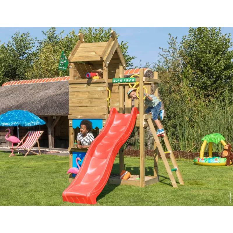 Jungle Gym Resort Legetårn Komplet Inkl Rød Rutschebane 804-087r