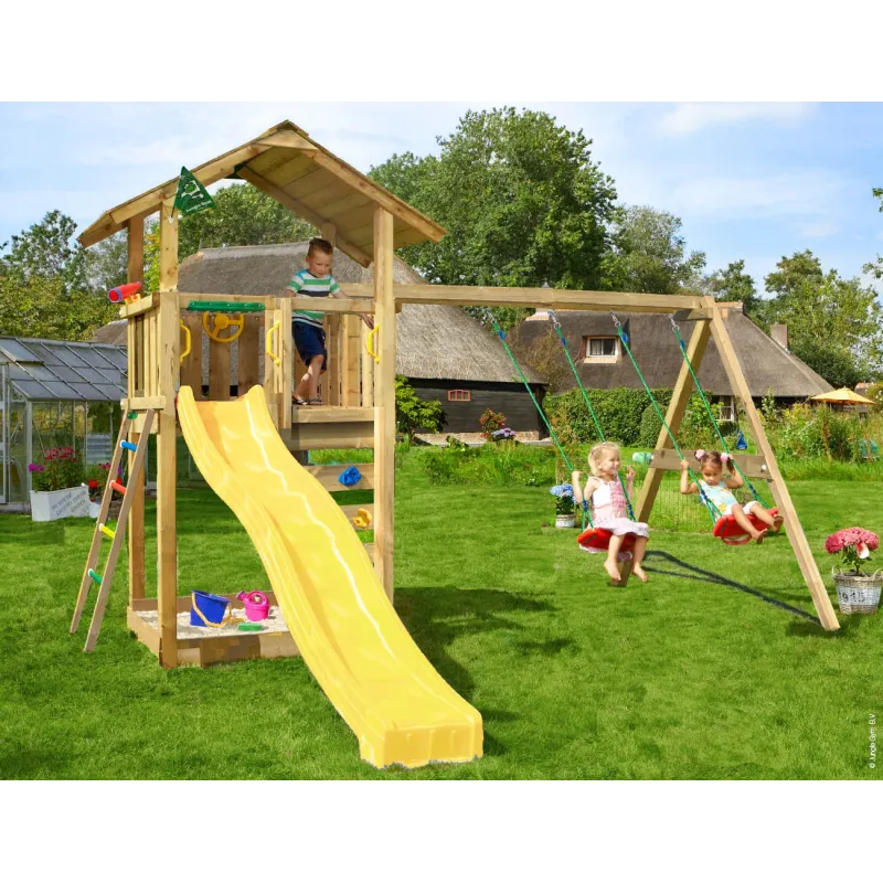 Jungle Gym Sierra Legetårn Komplet Inkl Gyngemodul Gul Rutschebane 804-291sxgu