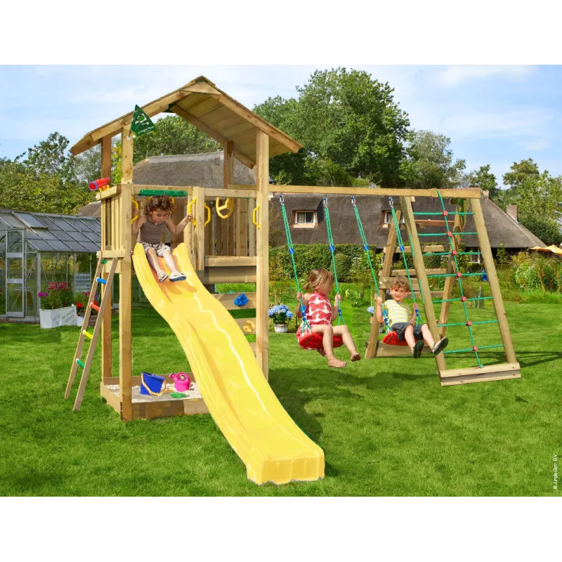 Jungle Gym Sierra Legetårn Komplet Inkl Klatremodul Gul Rutschebane 804-291cxgu
