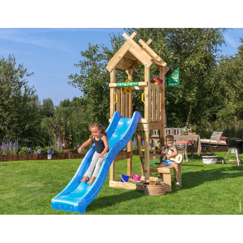 Jungle Gym Totem Legetårn Komplet Inkl Blå Rutschebane 804-073b