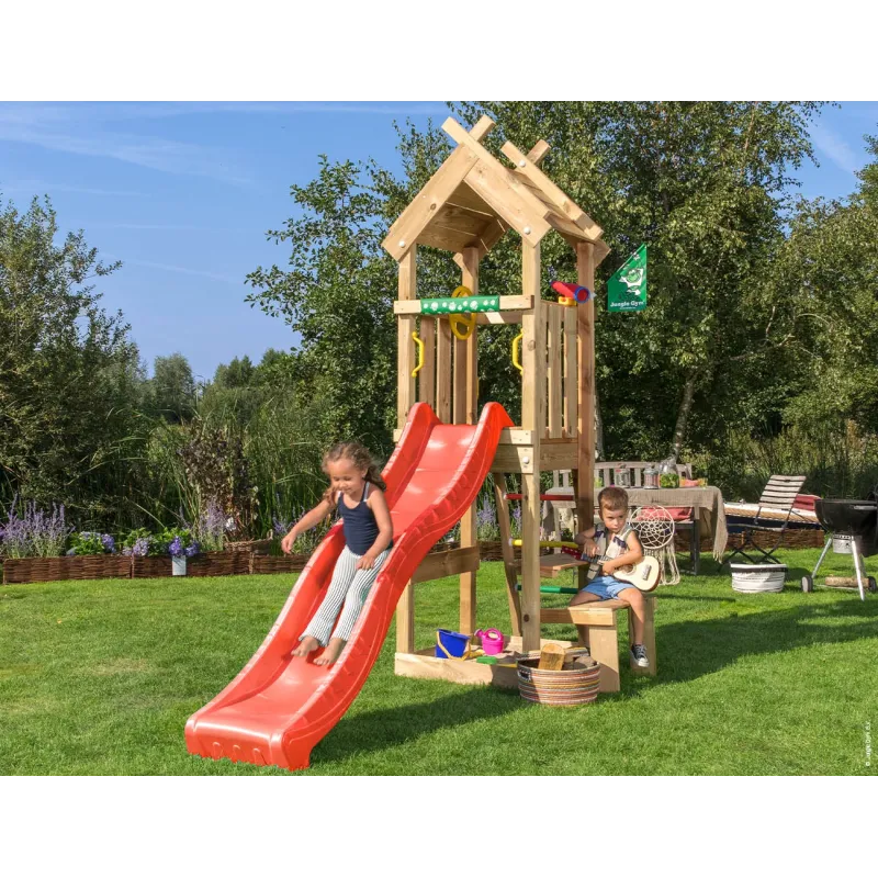 Jungle Gym Totem Legetårn Komplet Inkl Rød Rutschebane 804-073r