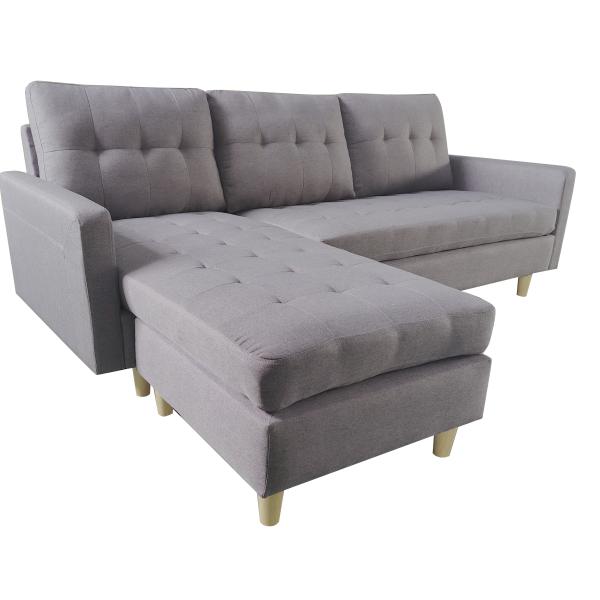 Homeville Leeds Højre- Venstrevendt Stof Mørkegrå 217x152x82cm