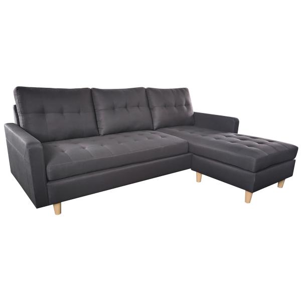 Homeville Leeds Højre- Venstrevendt Stof Sort 217x152x82cm