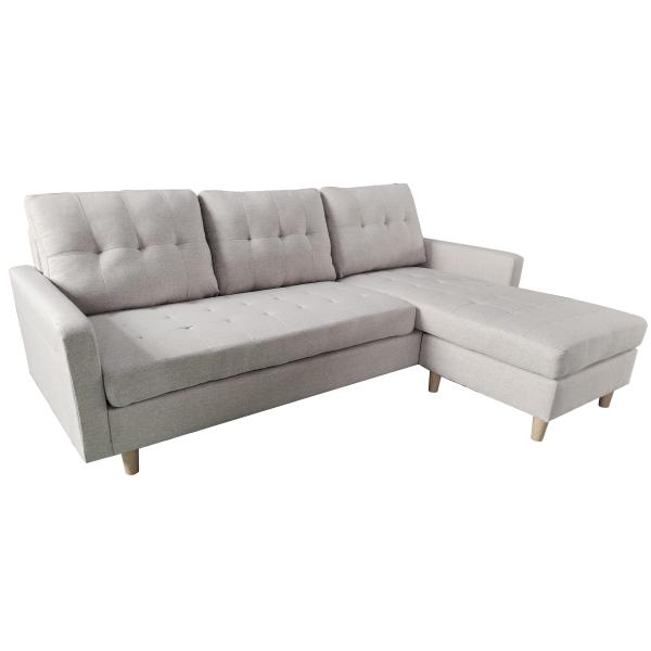 Homeville Leeds Højre- Venstrevendt Stof Lysegrå 217x152x82cm