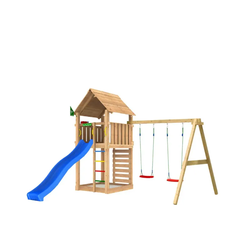 Komplet Jungle Gym Legetårn med Gyngemodul og Rutsjebane