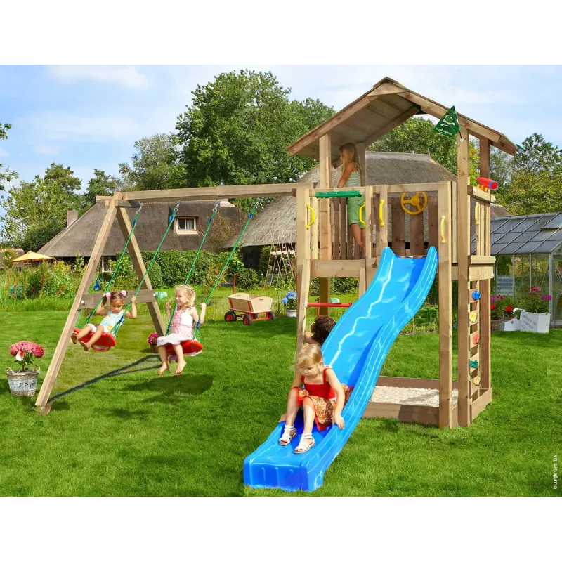 Legetårn Komplet Jungle Gym Chalet Inkl Swing Module Tra Rutschebane 804-432sx