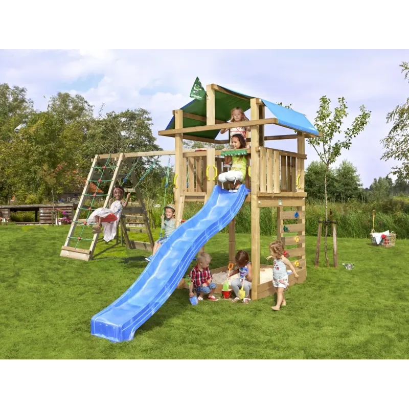Komplet Legetårn Jungle Gym Fort med Climb Module og Rutschebane