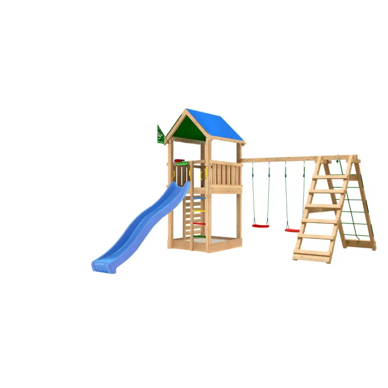 Legetårn Jungle Gym Lodge med Klatremodul og Rutschebane