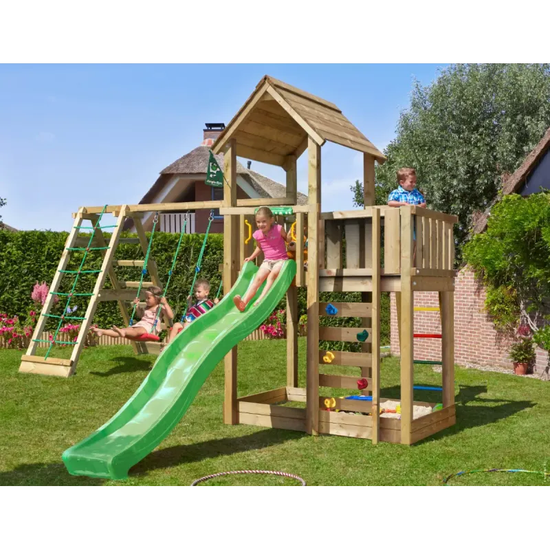 Komplet Jungle Gym Mansion med Rutsjebane og Sand!