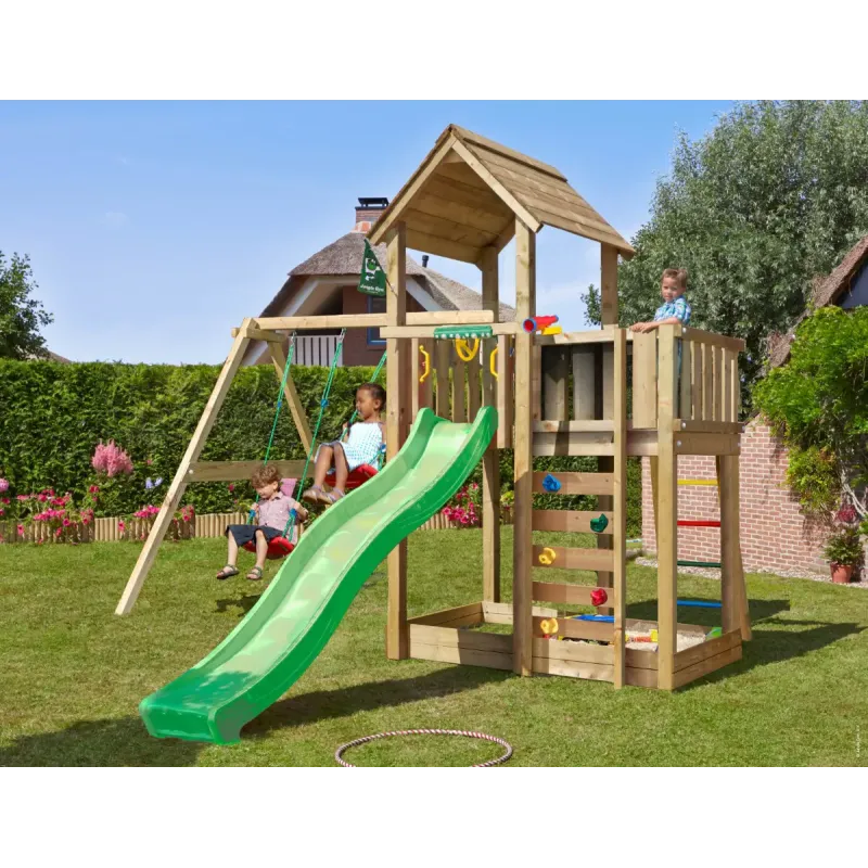 Legetårn Jungle Gym Mansion med Rutsjebane og Gyngemodul
