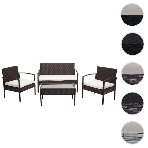 Polyrattan Loungesæt Lounge Havemøbelsæt Dele Brun - -