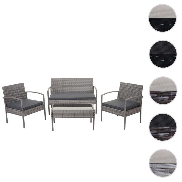 Polyrattan Loungesæt Lounge Havemøbelsæt Dele Grå - -