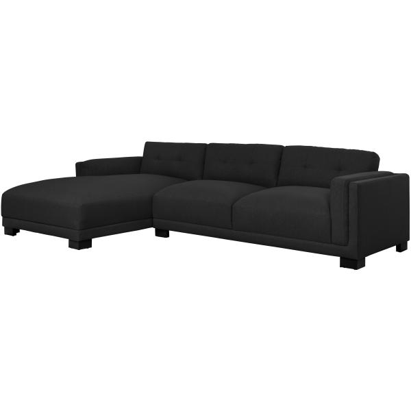 Homeville Napoli Venstrevendt Stof Sort 308x176x80cm