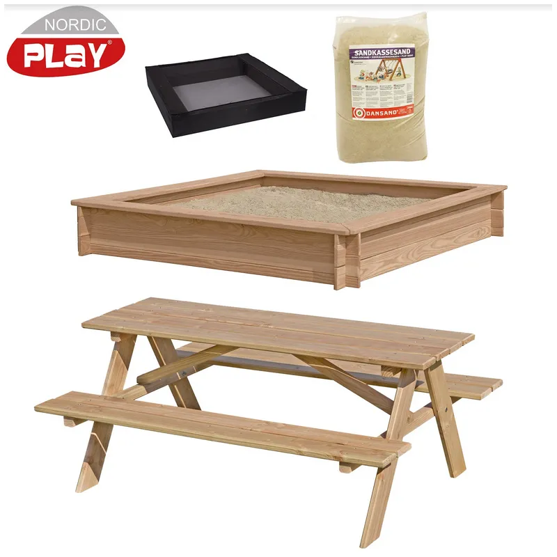 Nordic Play Sampak Sandkasse Lærk 150   150    Net  200   Sand   Bord Bænksæt 805-750
