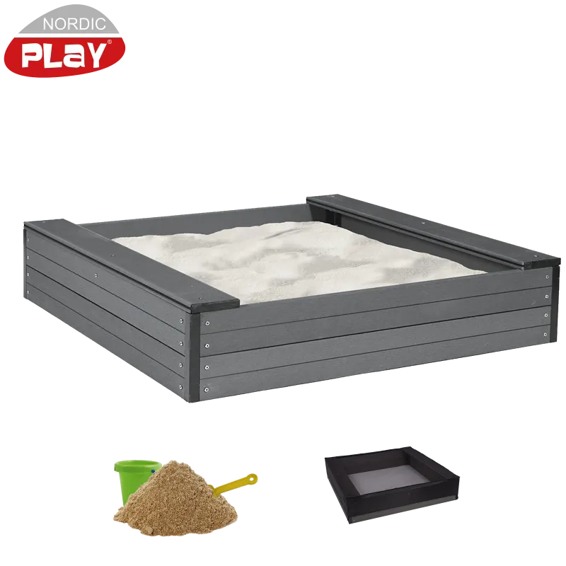 Nordic Play Sandkasse Wpc 24x120x120cm  Inkl  Net   240   Sand
