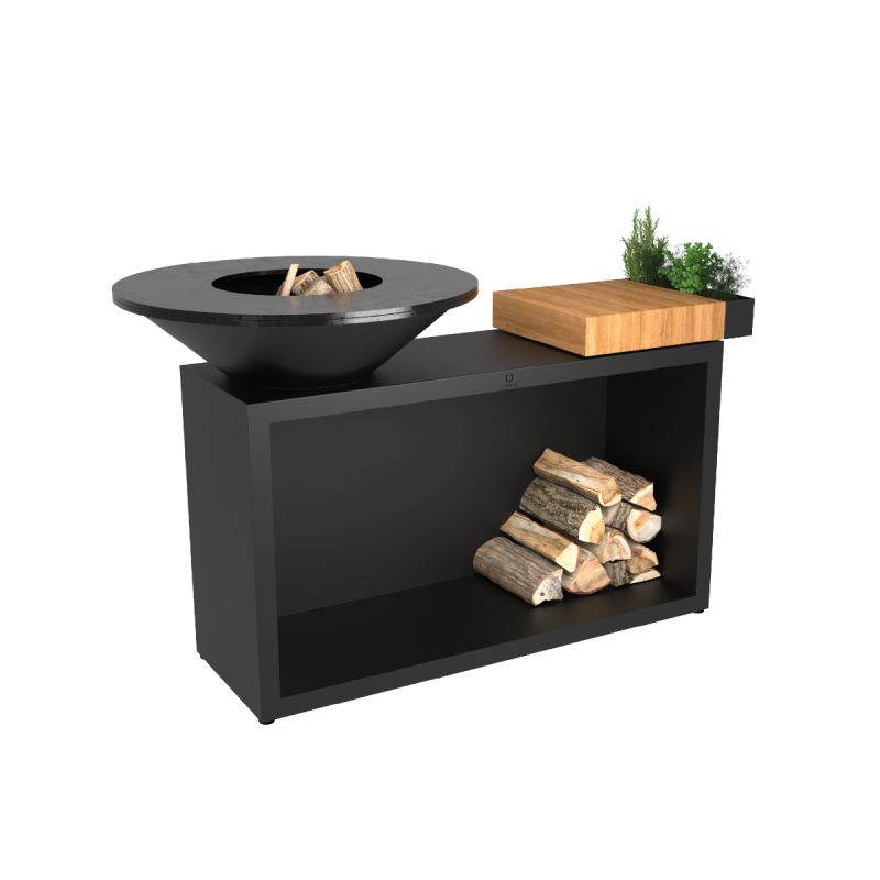 Ofyr Island Black 85 Teaktræ – Grill til Udendørs Brug