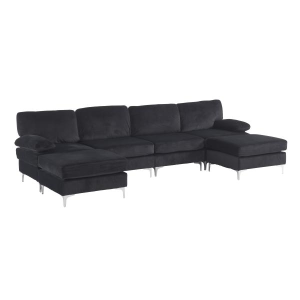 Homeville Pablo Hjørnesofa Velour Sort 315x147x86cm