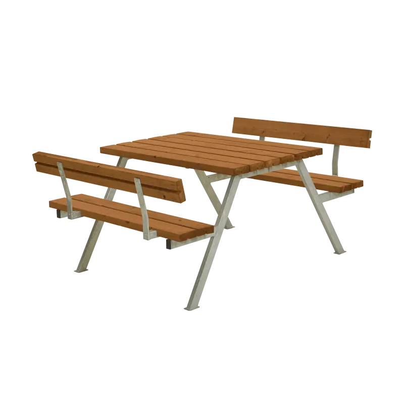 Plus Alpha Teak Bord Bænkesæt med Ryglæn til Haven