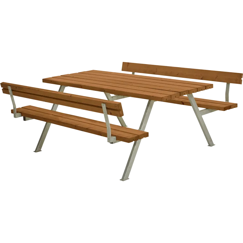 Plus Alpha Teak Bord Bænkesæt med Ryglæn til Haven
