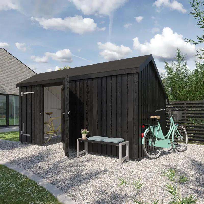 Plus Multi Havehus 10        Moduler   Dobbeltdør   Lukket Front Inkl  Tagpap Alulister 1675815-