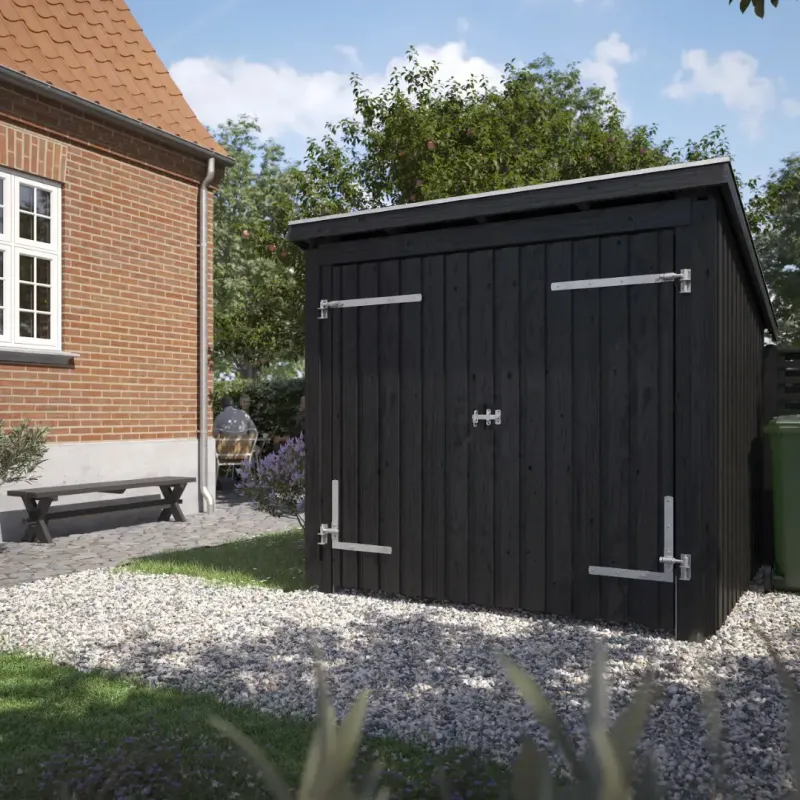 Plus Nordic Cykelskur        Model   Dobbeltdør Inkl  Tagpap Alulister 1685605-