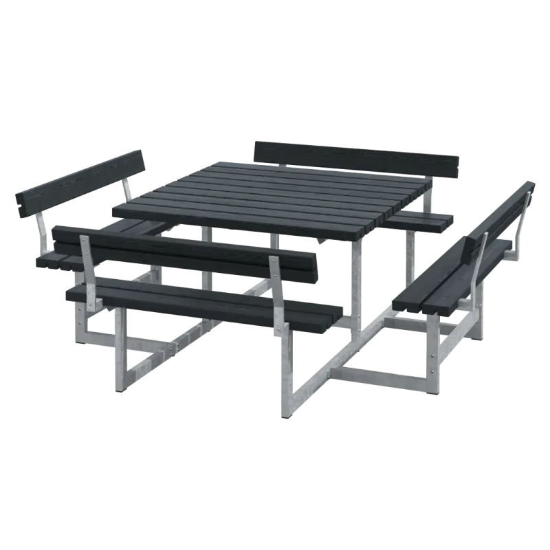 Plus Picnic Bord Bænkesæt Ryglæn 224 Sort 188812-15