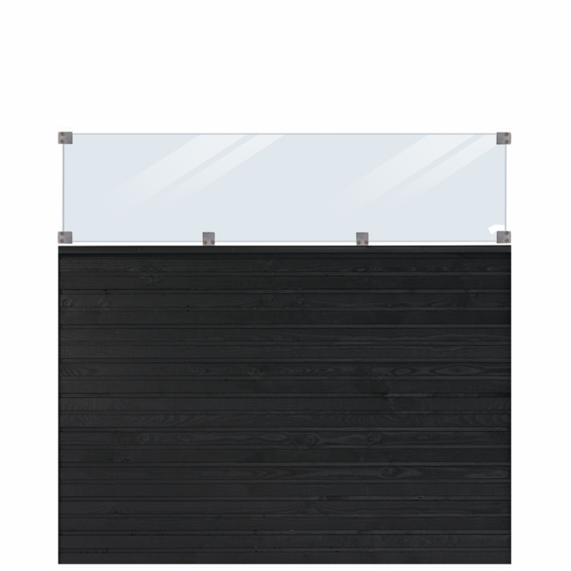 Plus Plank Byg-selv Plankeværk Glas 174x163cm Sortgrundet 17779-15