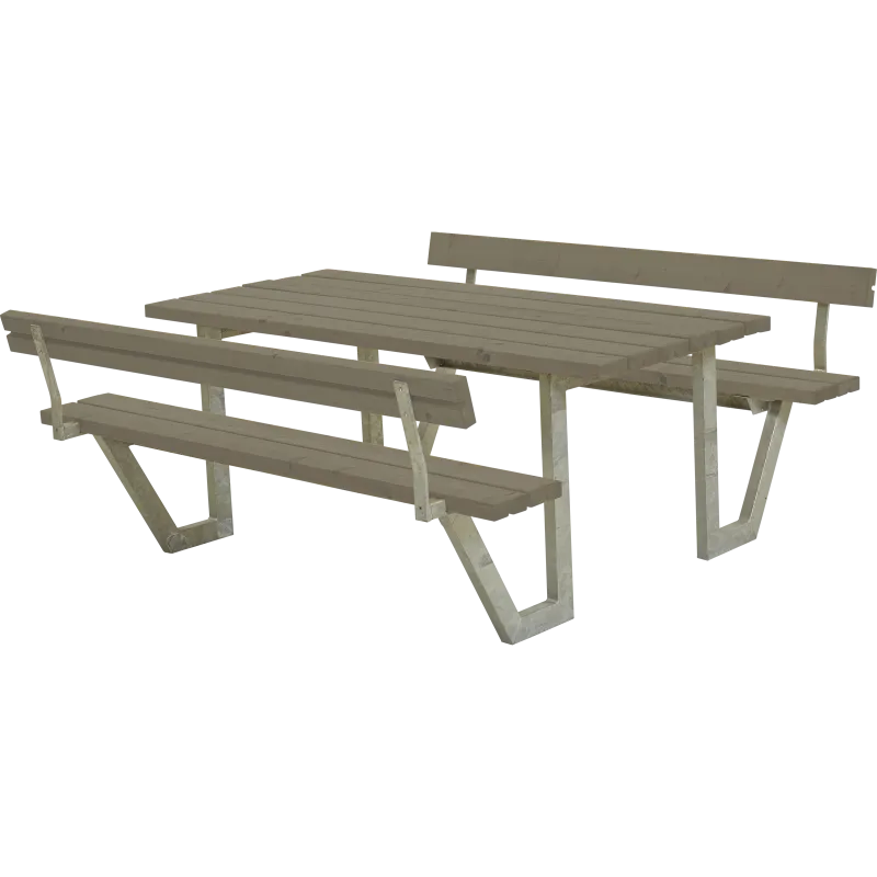 Plus Wega Bord-Bænkesæt med Ryglæn - Gråbrun 177 cm