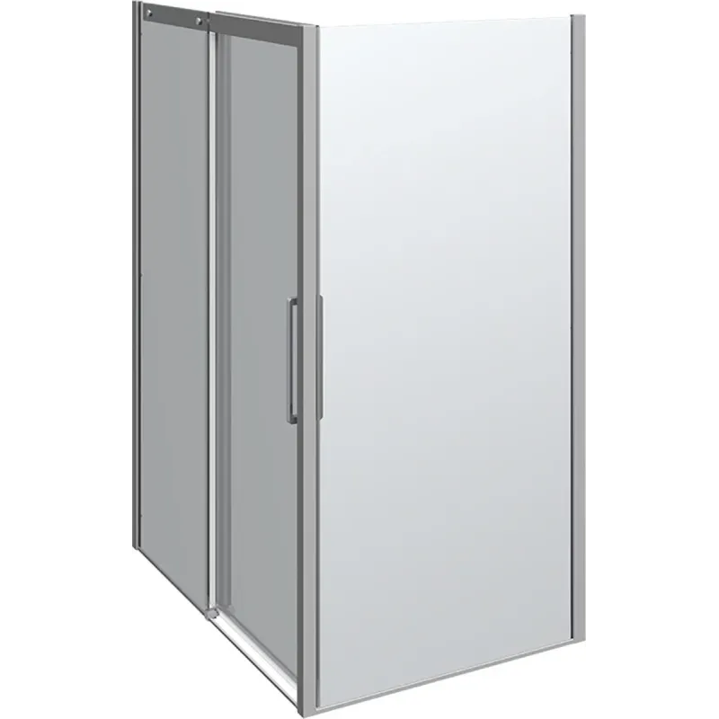 Elegant Skydedør med Sidepanel i Krom og Klar Glas 140 cm