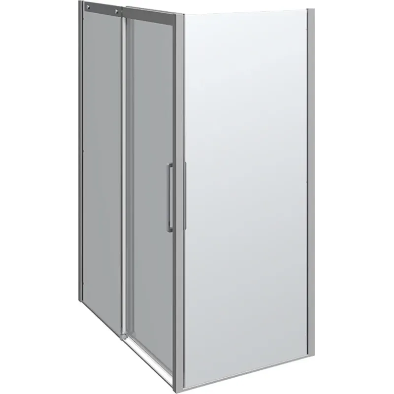 Elegant Krom Skydedør med Sidepanel til Badeværelse