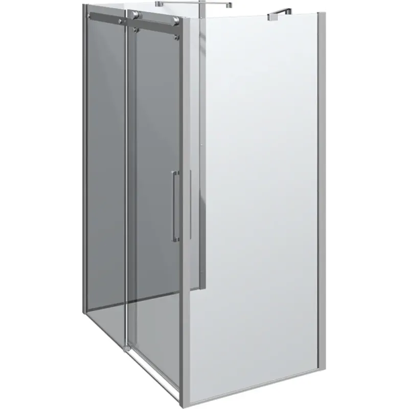 Elegant Skydedør med Sidepanel 140x90 cm - Krom Klar