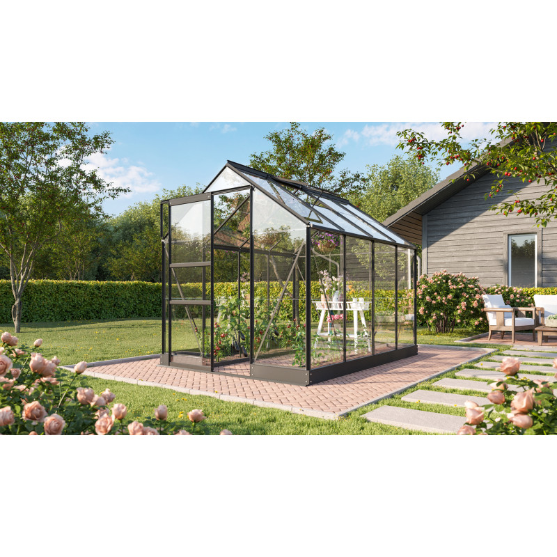 Vitavia Apollo 5000 Drivhus med Sort Delt Glas og Sokkel