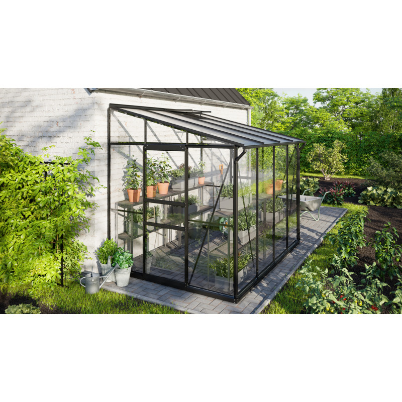 Vitavia Ida 5200 Drivhus med Sort Hærdet Glas og Sokkel