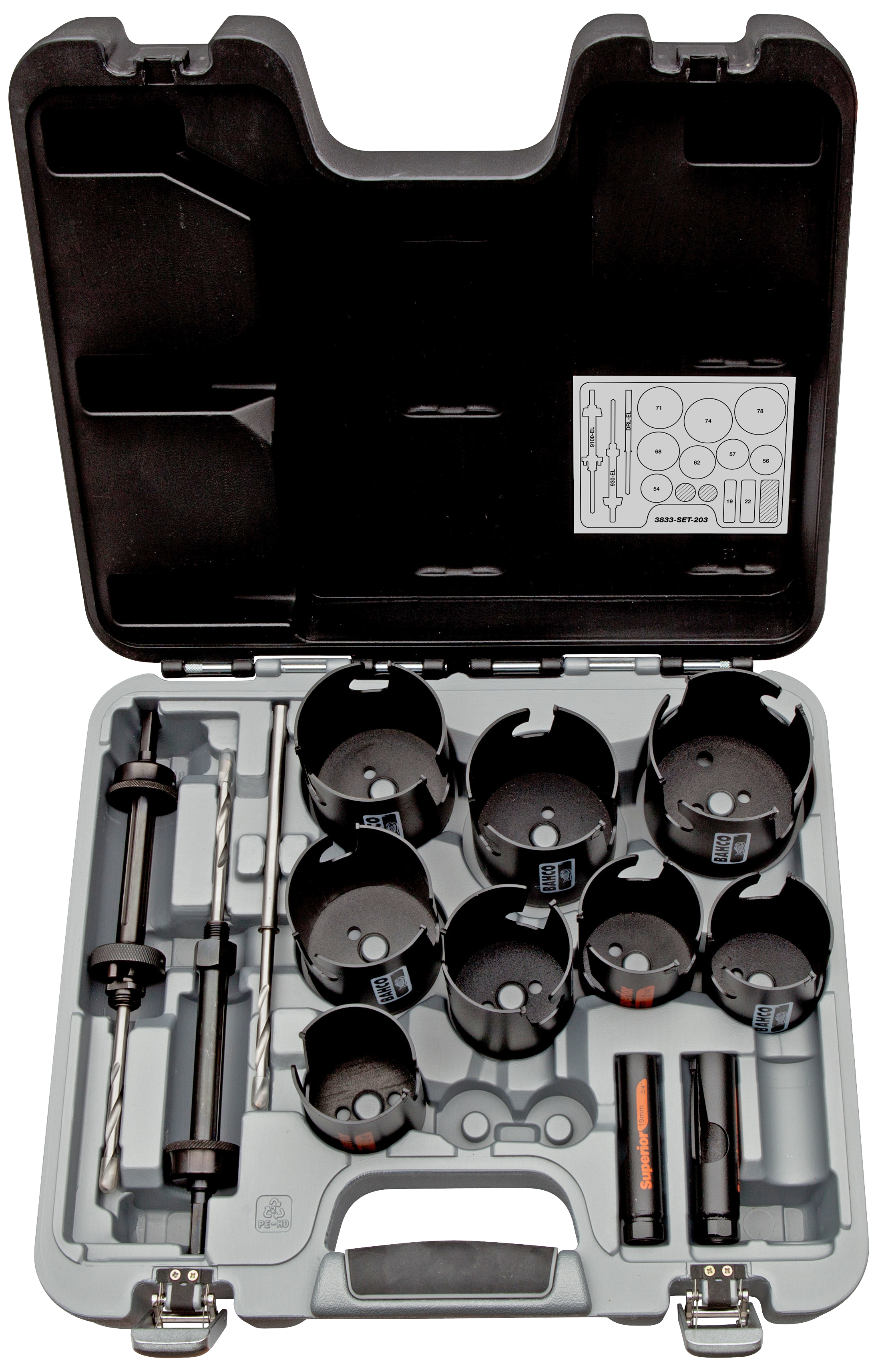 Hulsavsæt 3833-set-203 19-78mm  14 Dele