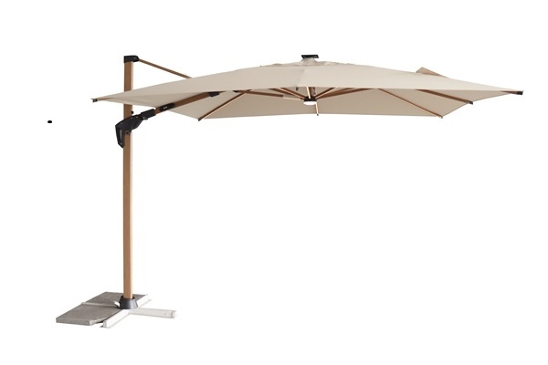 Roma Parasol 3x3m Sandfarvet Med Lys Udsolgt Diverse   Haveparasol Backyard Enggården Havemøbler