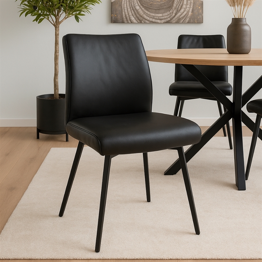 Nordic Design Jørn Spisebordsstol Sort Læder   Møbelsalg