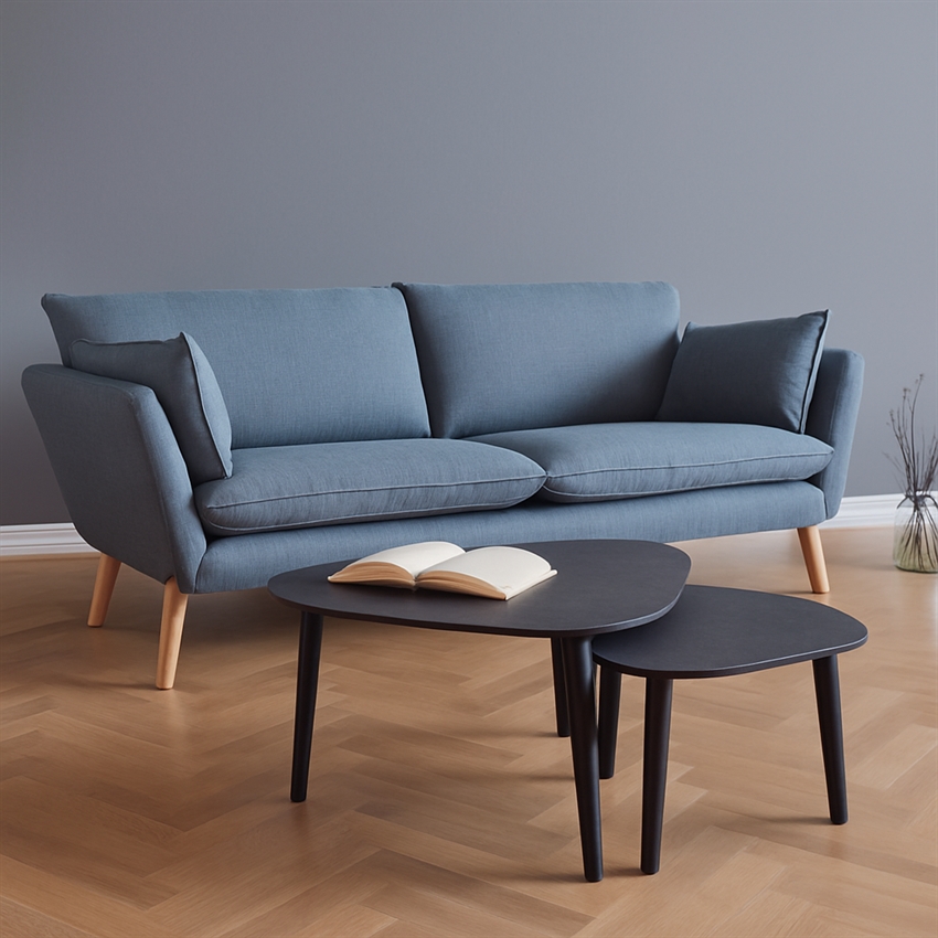 Nordly Freja    Pers Sofa Blå Stof 215     82     91     Møbelsalg