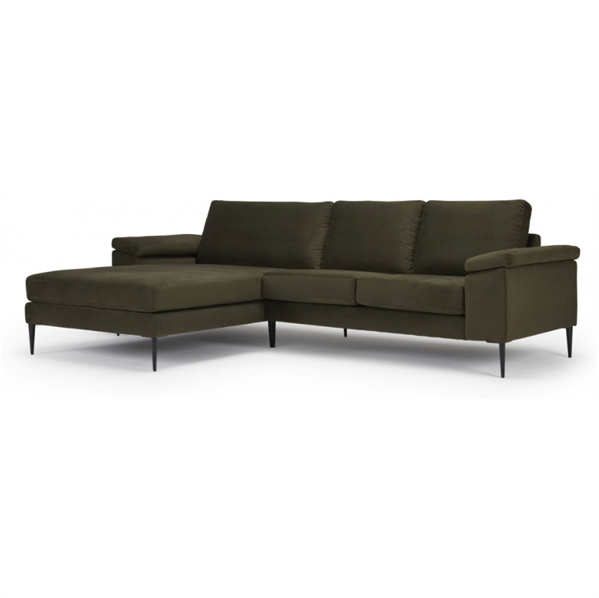 Nordly Lyon   Personers Sofa    Chaiselong Grønt Stof 268     81     87     Møbelsalg