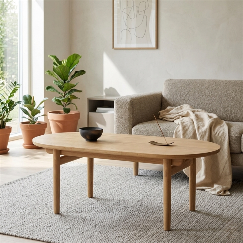 Scandinavian Living Carno Sofabord Naturlig Egetræ 130 45 70 Møbelsalg